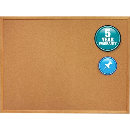 Quartet Cork Board, 1" Face Frame, 3'x2', Oak Frame QRT303
